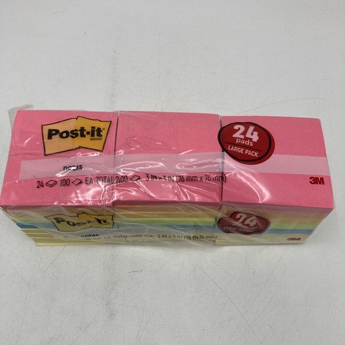 Post-it Brand 3M 3 Inch X 3 Inch Post-It Notes 24 Pads Color New In Open - Picture 2 of 9