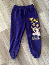 VTG Tazmanian Devil Purple Kids Sweat Pants Size 4 Looney Tunes