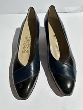 Ferragamo Boutique Pumps Colorblock Italy Sz 10 AAA Vero Cuoio Vintage