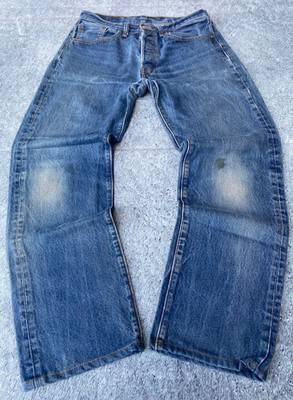 Levi's 501 Original Shrink-To-Fit Jeans Herren W32 L36 Blau Denim Faded Button Fly
