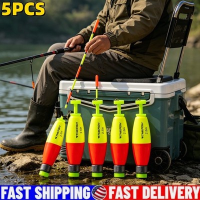 5PCS EVA Foam Round Fishing Bobbers Snap-On Spring Floats Freshwater Saltwater