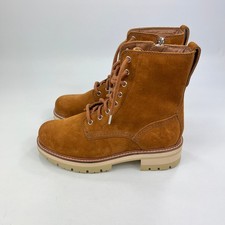 Image of Clarks Orianna Hi Women's Dark Tan Suede Ankle Combat Boots UK 4 Lace Up Casual
