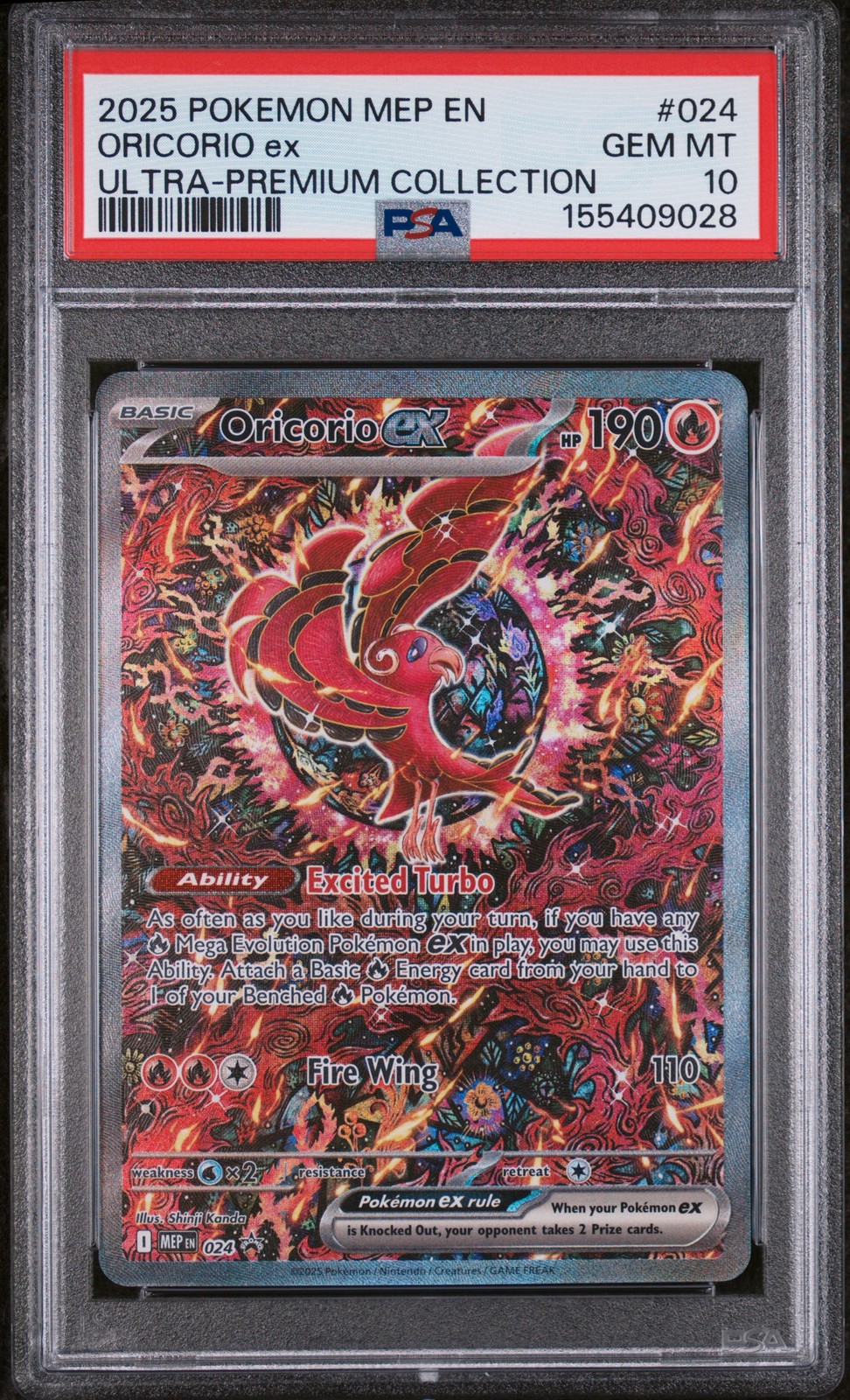 2025 POKEMON MEP EN-ME BLACK STAR PROMO #024 ORICORIO EX PSA 10