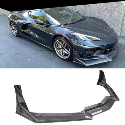 Carbon Style Front Bumper Lip Spoiler Splitter For 2020-25 Corvette C8 Z51 STG 3