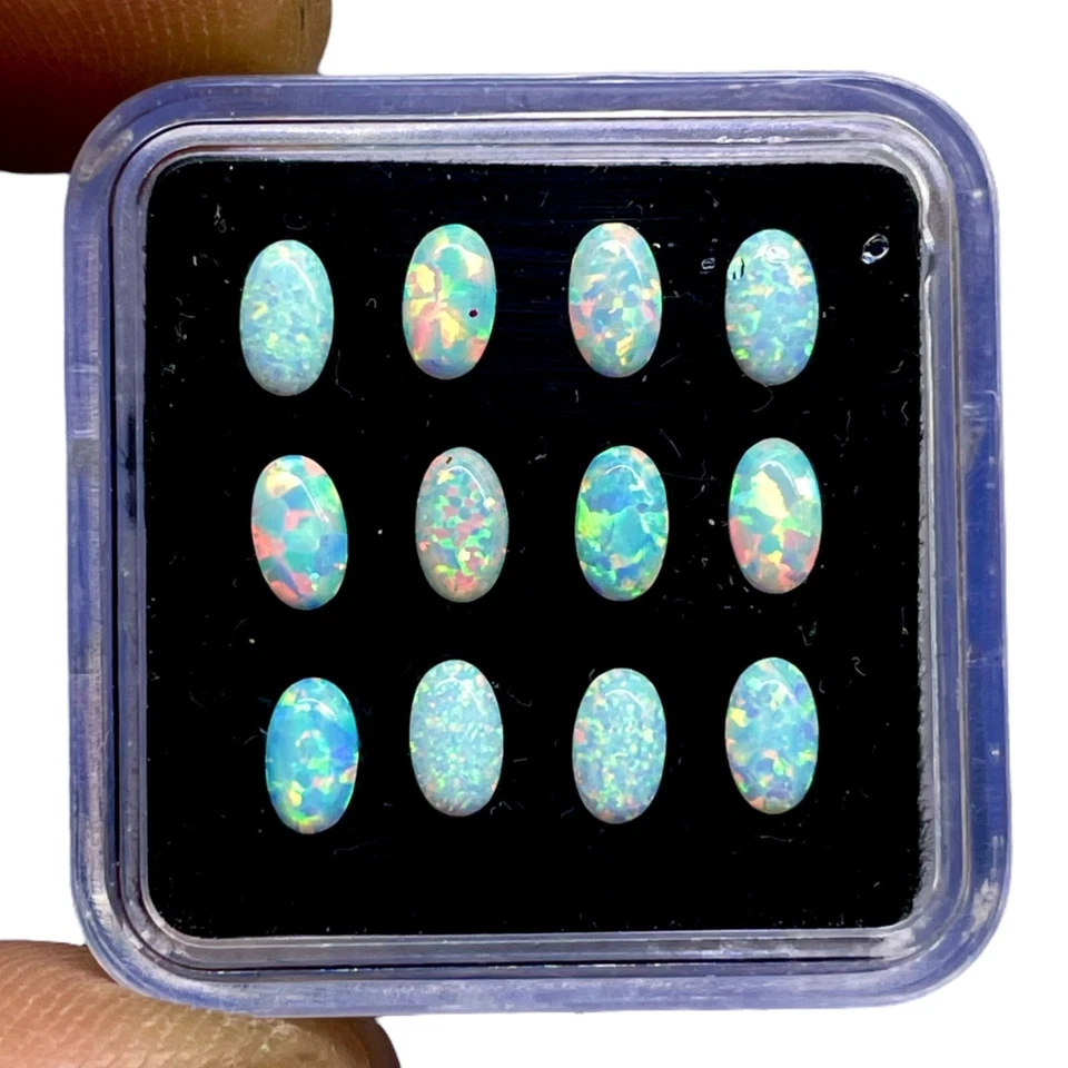 12 Pcs Australian Opal 5x3mm Oval Cabochon AAA Quality Lab Created Gemstone Lot - Image 4 of 4