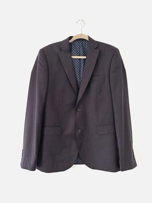 Next Tailoring Jacket Men s Purple 70% Wool Blazer Skinny Fit Lined Size 42 Long