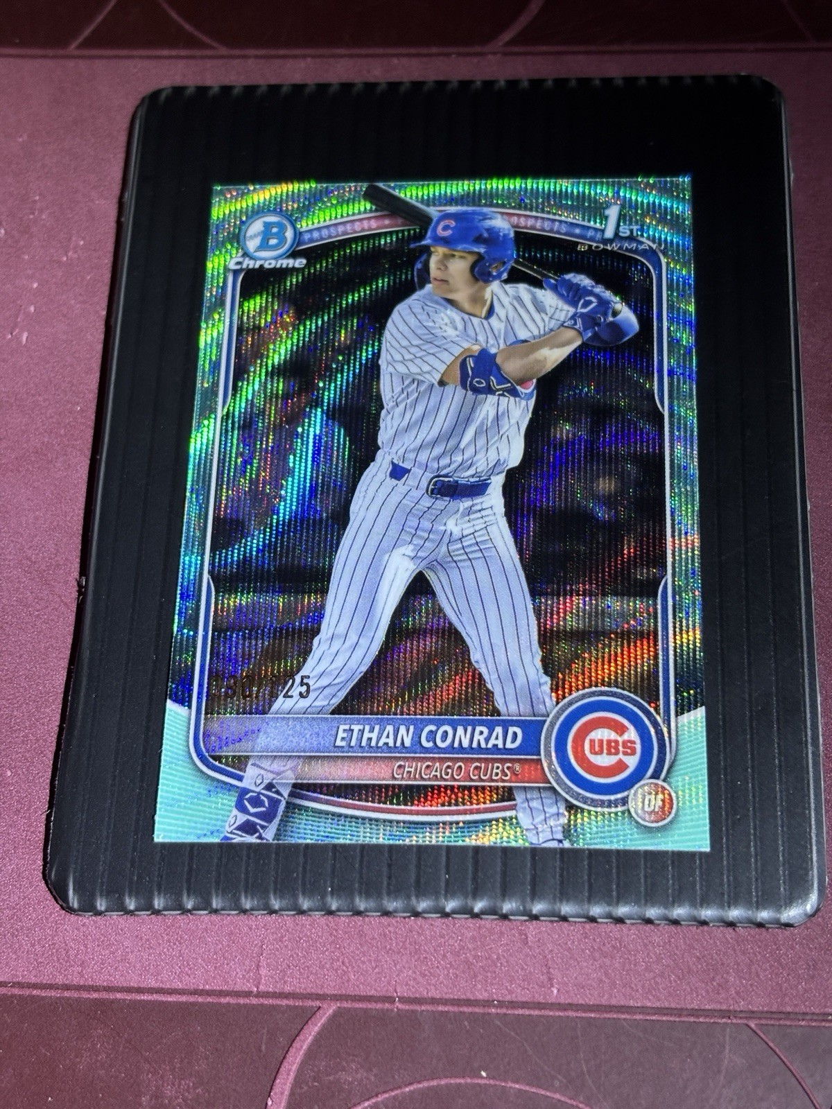 2025 Bowman Draft Ethan Conrad Chrome Aqua Wave Refractor 1st #/125 Cubs