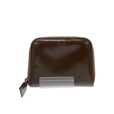 Used PRADA Bifold wallet/Leather/BRW/Plain/Ladies/M606//