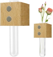 Magnetic Plant Propagation Tubes with Wood Frame - 2-Pack Hanging Planter and Wa