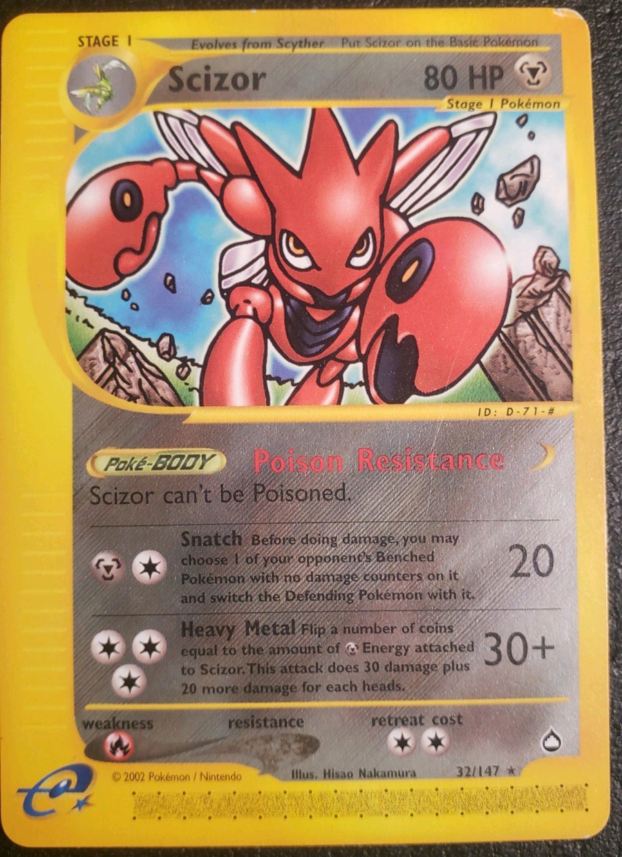 Pokemon 2002 Aquapolis - Scizor - Non-Holo Rare - NM - 32/147