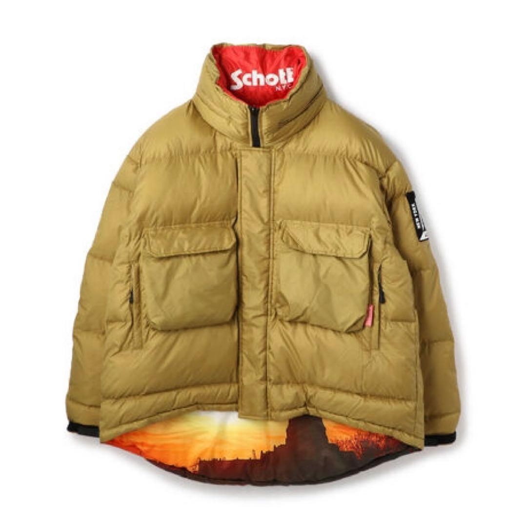 Schott Reversible Down Jacket Liberty Goddess Red… - image 3
