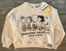 Zara Girls Peanuts Snoopy Friendship Above All Beige Sweatshirt Size 8-9