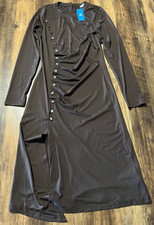 Cupshe Women's Midi Dress Size S Brown Long Sleeve Bodycon