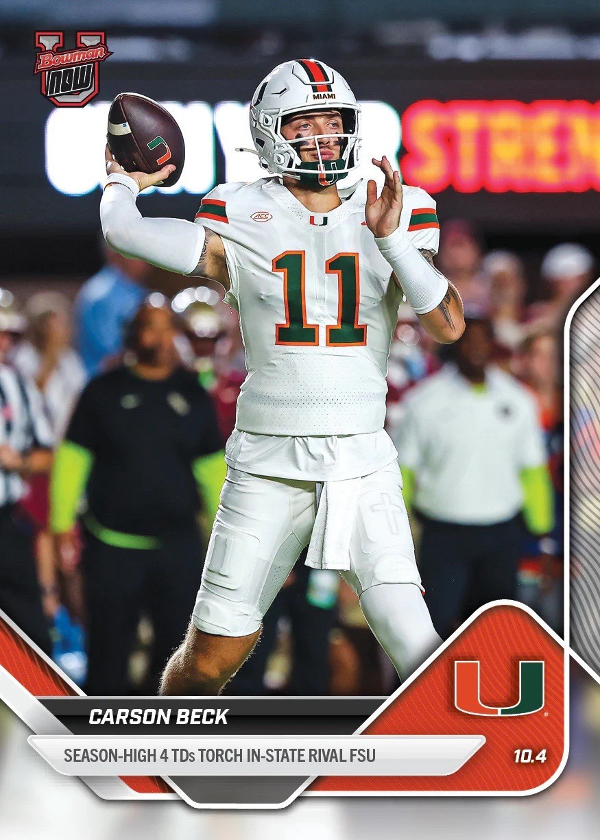 Carson Beck - 2025-26 Bowman U Now Football Card 25 - Print Run: 1,137