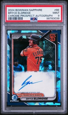 2024 BOWMAN SAPPHIRE CHROME PROSPECTS AUTO #BE BRYCE ELDRIDGE PSA 9 Giants