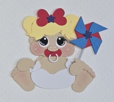 4th of July Baby Girl Blonde Hair. Scrapbook, Card making Paper Piecing