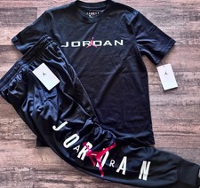 NWT Nike Air Jordan Boys YMD Black/White/Red LOGO Jogger Pants Set Medium