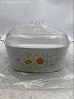 Vtg Corningware A-5-B 5 Quart Wildflower Deep Milk Glass Casserole Dish w/Lid