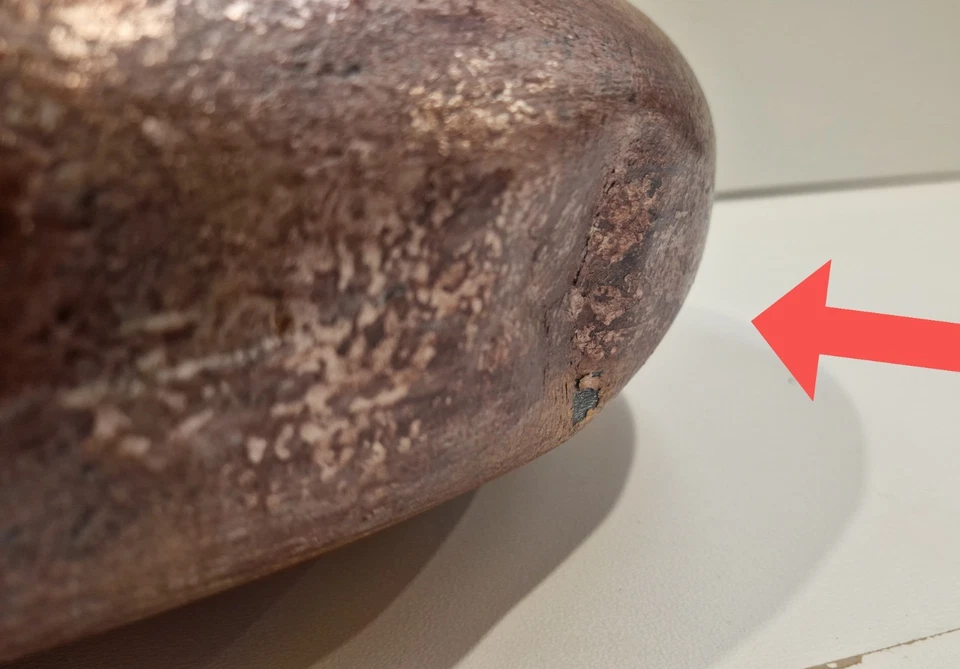 Large Metallic Bronze Disc Vase 40cm Decorative Modern Rustic Statement Ornament - Image 2 of 4