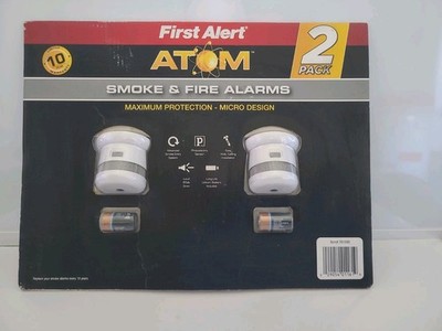 First Alert ATOM Smoke & Fire Alarms 2 PACK 761090 P1000 Battery-Operated New