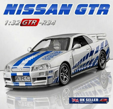 Nissan Skyline GTR R34 1/32 JDM Diecast Toy Car Model Sound Light Kids Gift