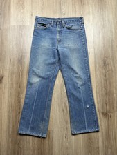 70s VINTAGE Plain Pockets Boot Cut Denim Jeans Flared Rockabilly Size 32