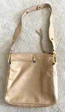 Rare Chloe Crossbody / Hobo Leather handbag Beige Gold tone zippers 03135665-09
