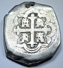 1730 Dated Spanish Mexico 8 Reales Colonial 1700s Pirate Treasure Cob Holed Coin