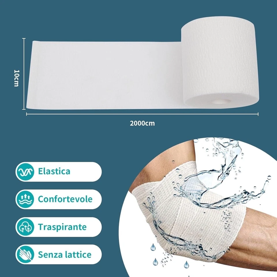 Benda Elastica Coesiva 20 mt x 10 cm, Ideale per Medicazioni Bendaggi Funzionali - Image 3 of 4