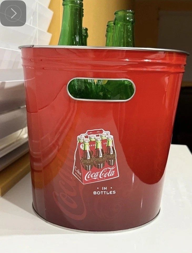 Coca-Cola Metal Ice Bucket Drink Tub – Red “Drink Coca-Cola in Bottles” - Image 3 of 4