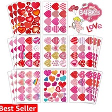 Heart Stickers for Kids, Valentines Day Colorful Heart Stickers Valentine's D...