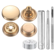 24Set 15mm Leather Snap Fastener Kit 2.95" Long W 4 Install Tools, Gold