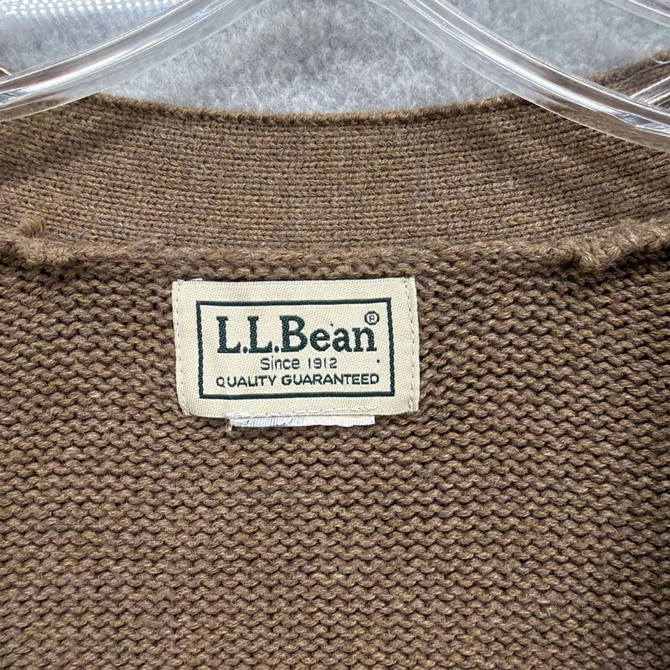 LL Bean Suéter Para Hombres XXL* Cárdigan Marrón Algodón Abotonado Grandpacore Cuello en V Y2K Foto 4 de 4