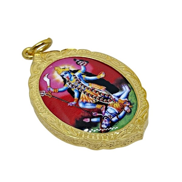 Alternate view of Kali Goddess Pendant Gold Plated Frame Hindu Amulet Spiritual Jewelry #10
