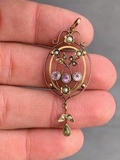 9Ct Gold Suffragette Victorian Nouveau Pendant 1890s 3.2 G