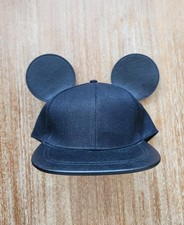 H M X Disney Mickey Mouse Hat With Ears Black SnapBack Flat Bill Cap Divided