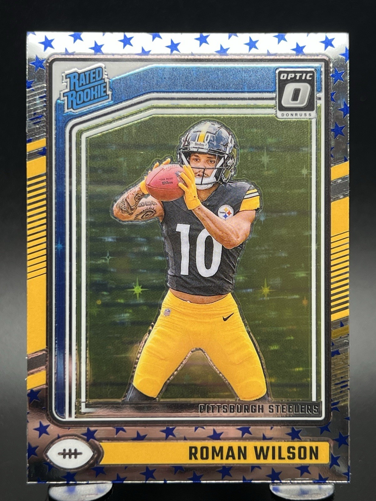 2024 Optic Roman Wilson #285 Rated Rookie Stars Prizm SP Pittsburgh Steelers