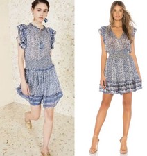 Ulla Johnson Blue Patterned Mini Dress Size 4