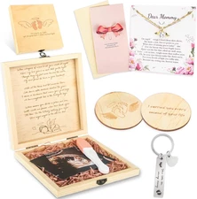 7PCS Miscarriage Gifts for Mothers, Handcrafted Wooden Memorial Box with Miscarr