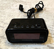 Micronta 23-583 Black Digital Alarm Clock, Plug-In Quartz, Snooze Battery Backup