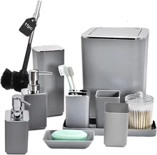 11 Premium Bathroom Accessories Set – Includes Toilet Brush, Trash Can, Soap Dis
