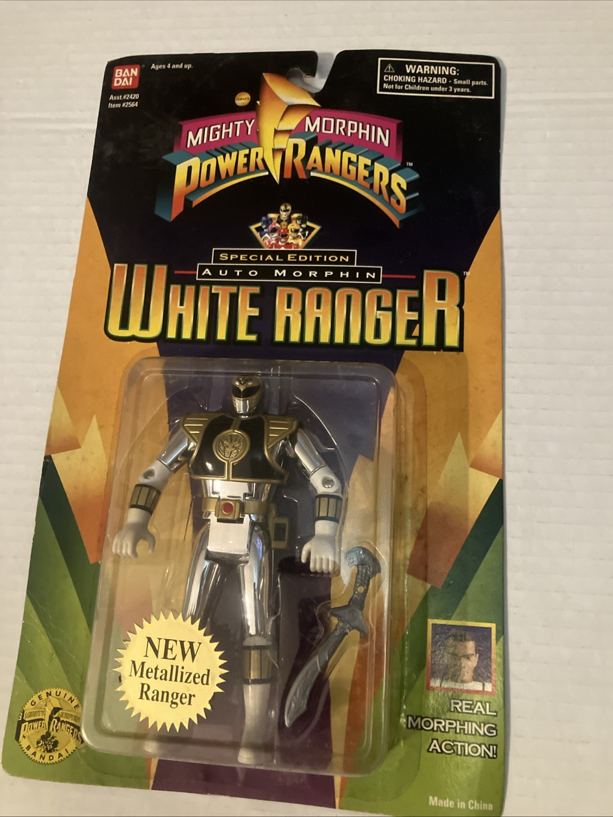 Bandai 2564 Power Rangers Edición Especial Auto Morphin White Ranger Acción...