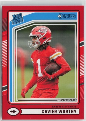 2024 Donruss #398 Xavier Worthy Press Proof Red