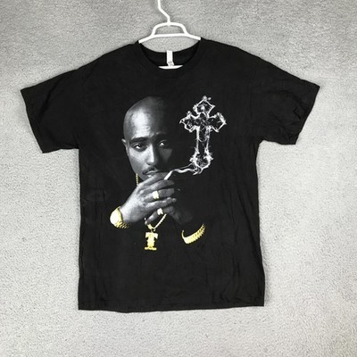 Alstyle Heavyweight 2 Pac Shirt Large Black Rap Portrait Smoke Cross Graphic Tee