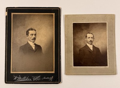 Pair Late 1800s CABINET CARD PORTRAIT PHOTOGRAPHS, W. Milliken NY, Photographer