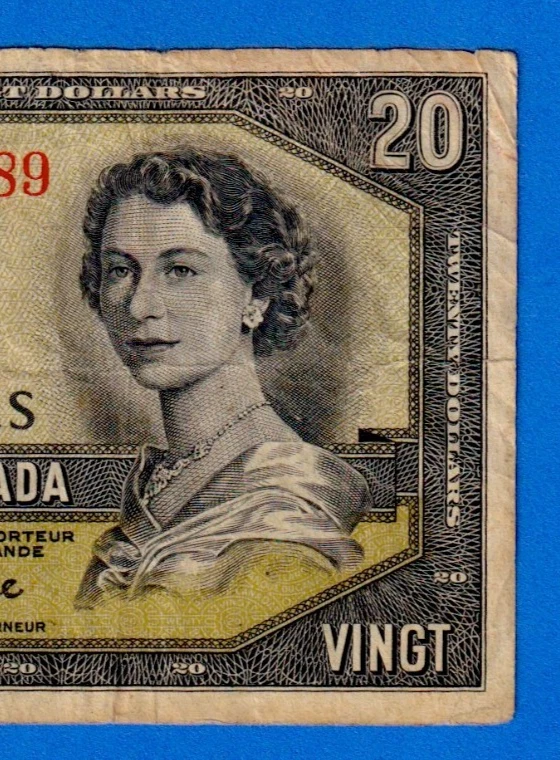 CANADA $20 1954 BC-33a / P-70a Circulated DEVIL'S FACE 👿 C/E 0793489 - Image 3 of 3