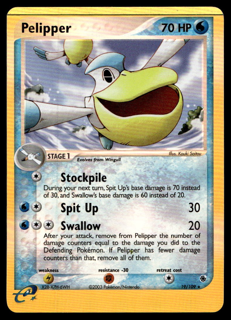 Pelipper Ruby and Sapphire Rare 19/109 2003 Pokemon TCG