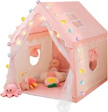 Tienda infantil con tapete y luces, casa de juegos rosa para ni as.