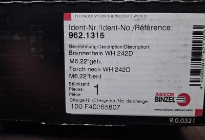 Abicor Binzel Swan Neck Torch 962.1315 Germany Wh 242d 22°