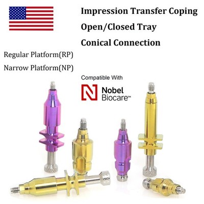 US Dental Transfer Coping Close Open Tray Impression Coping Tray NP/RP Fit Nobel